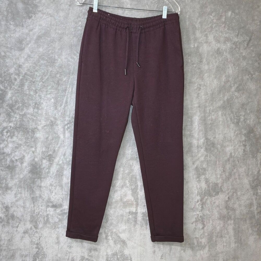 ZARA  Sweatpants Joggers Tapered cuffed hem relaxed fit  Women S maroon